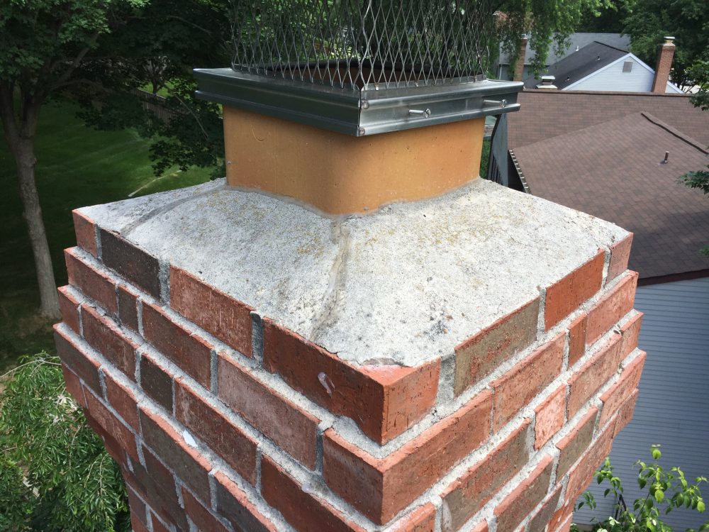 damaged concrete chimney crown in Scaggsville, Md