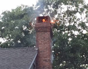 chimney on fire in Maryland home