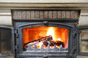 installed wood burning fireplace