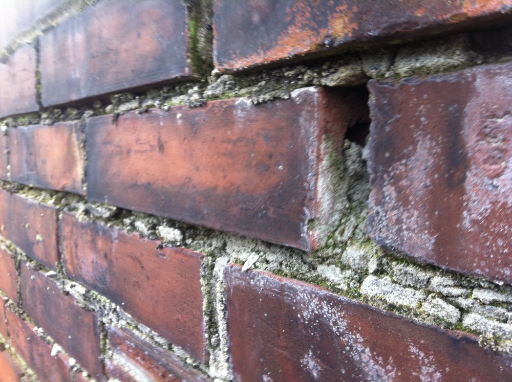 damaged leaking chimney mortar