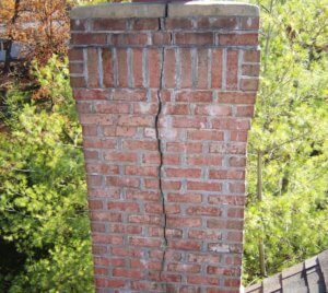 home with crumbling chimney repair