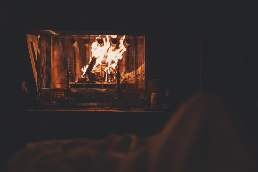 wood burning fireplace