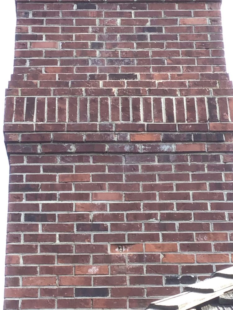 repaired brick chimney