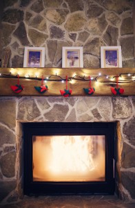 decorated fireplace mantel