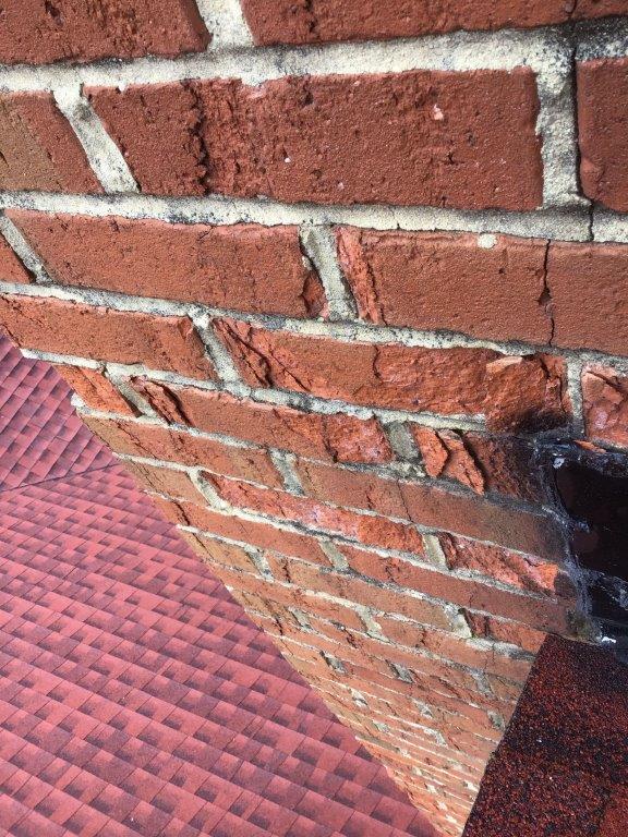 chimney leak from spalling brick