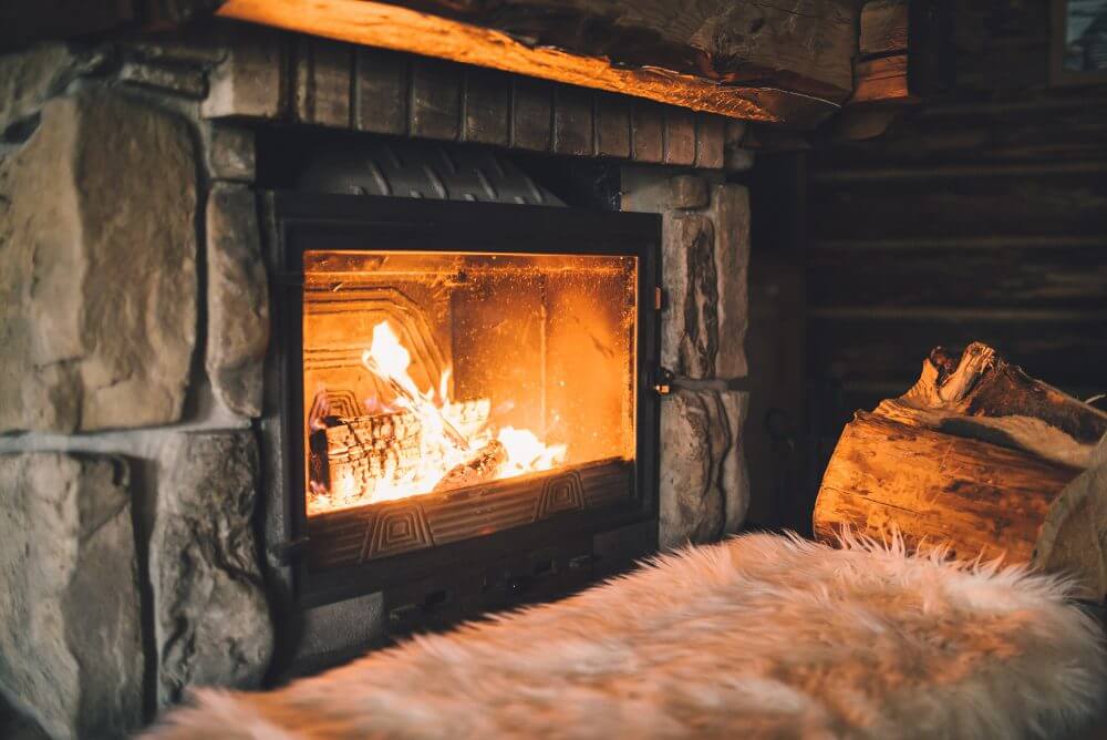 stone fireplace